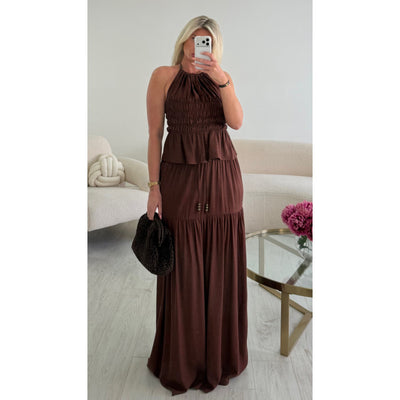 Ensemble jupe lin choco bijoux