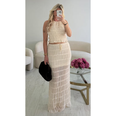 Ensemble jupe longue texturé creamy