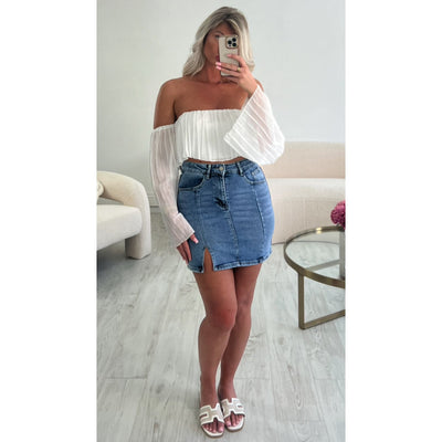 Jupe denim fente