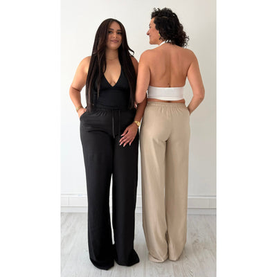Pantalon lin extra extra long noir