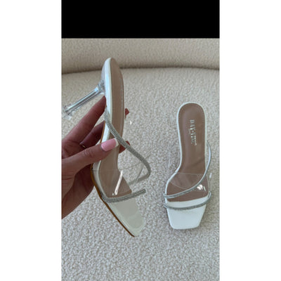 Talons strass blanc