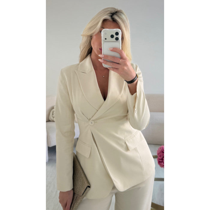Blazer cintré épais créme