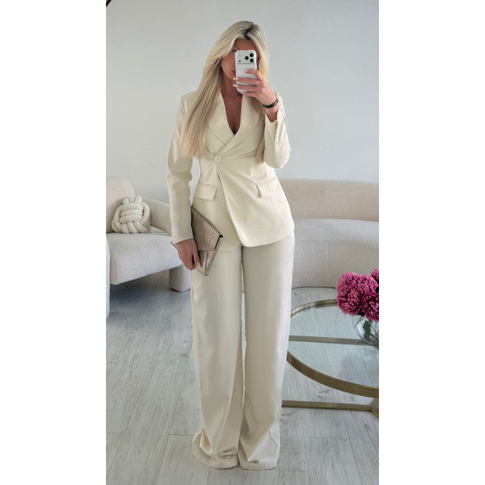 Blazer cintré épais créme