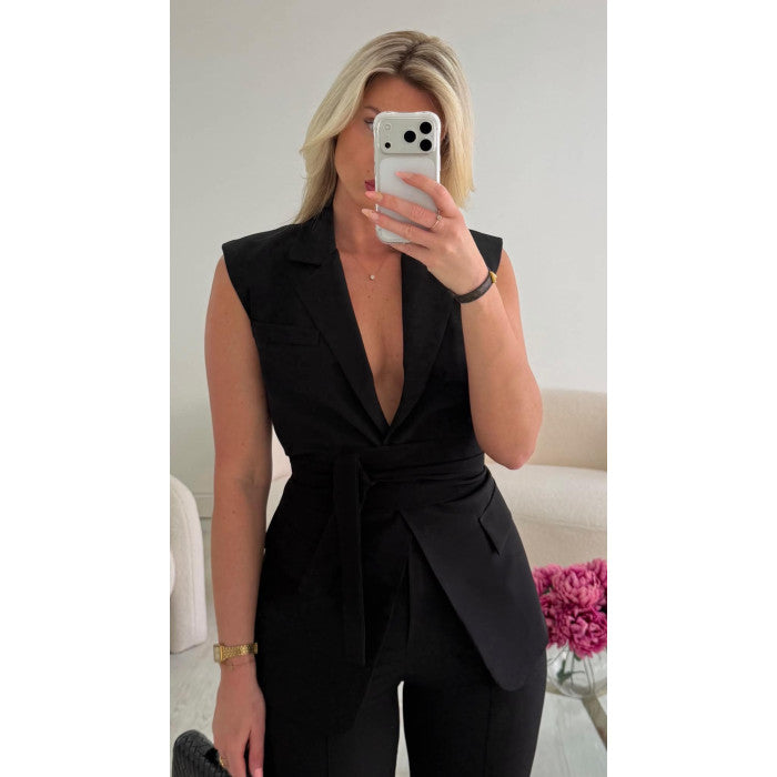 Blazer cintré noir sans manches