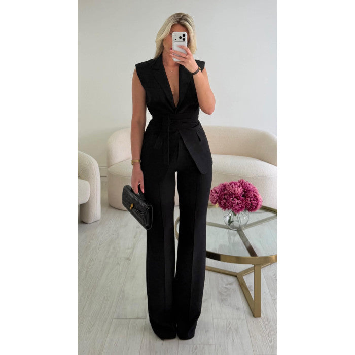 Blazer cintré noir sans manches