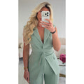 Blazer cintré vert d'eau sans manches