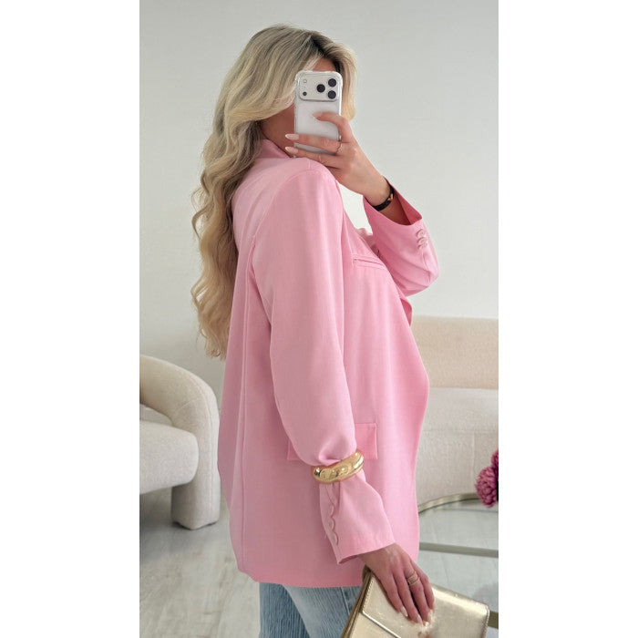 Blazer col asymétrique rose