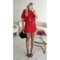 Blazer court asymétrie rouge