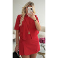 Blazer court asymétrie rouge