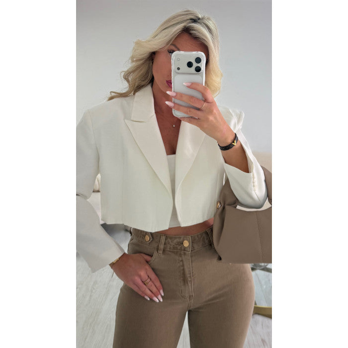 Blazer court épais blanc