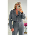 Blazer court gris chiné