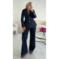 Blazer denim brut cintré détails dorés