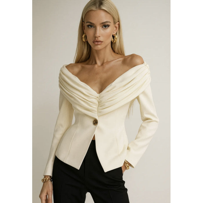 Blazer majestueux drapé blanc