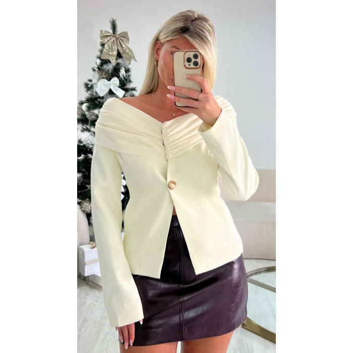 Blazer majestueux drapé blanc