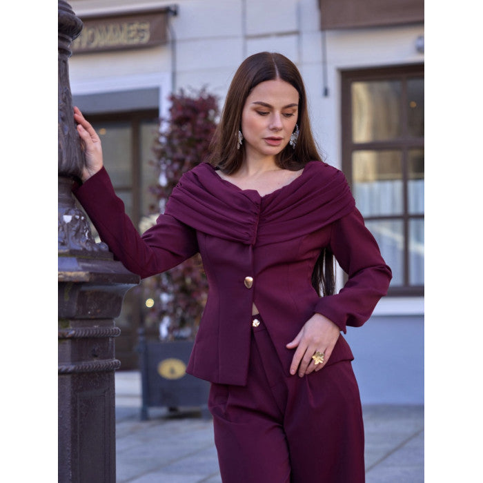 Blazer majestueux drapé bordeaux