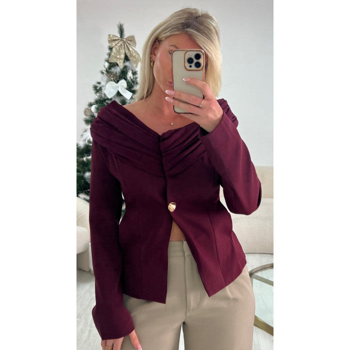 Blazer majestueux drapé bordeaux