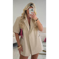 Blazer manches courtes fendues beige clair