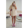 Blazer manches courtes fendues beige clair