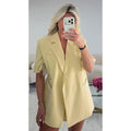 Blazer manches courtes fendues jaune pastel