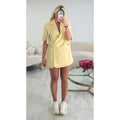 Blazer manches courtes fendues jaune pastel
