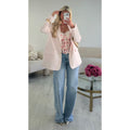 Blazer oversize dos échancré rose pastel