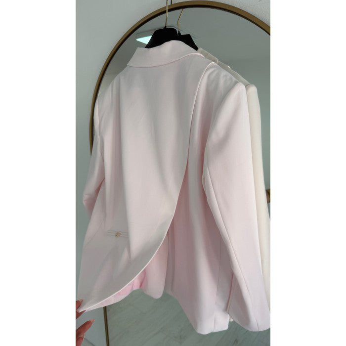 Blazer oversize dos échancré rose pastel