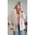 Blazer oversize dos échancré rose pastel