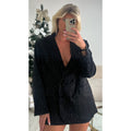Blazer oversize strass noir