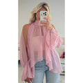 Blouse mousseline marches fendues rose