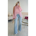 Blouse mousseline marches fendues rose