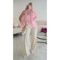 Blouse mousseline marches fendues rose