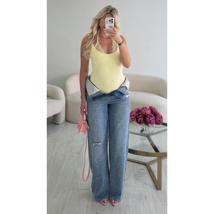 Body dentelle jaune