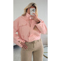 Bomber simili courte col montant rose pastel