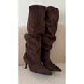 Bottes loose drapé daim choco