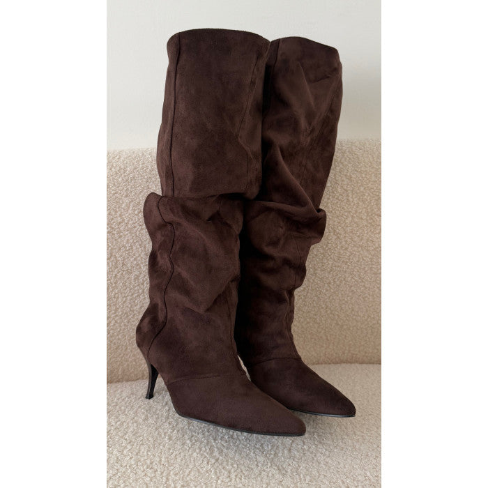 Bottes loose drapé daim choco