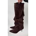 Bottes loose drapé daim choco