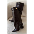 Bottes talons choco retroussé simili cuir