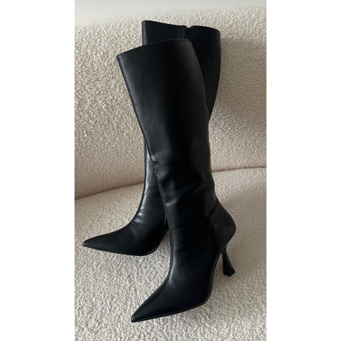 Bottes pointu talons simili cuir noires