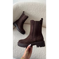 bottines daim chocolat