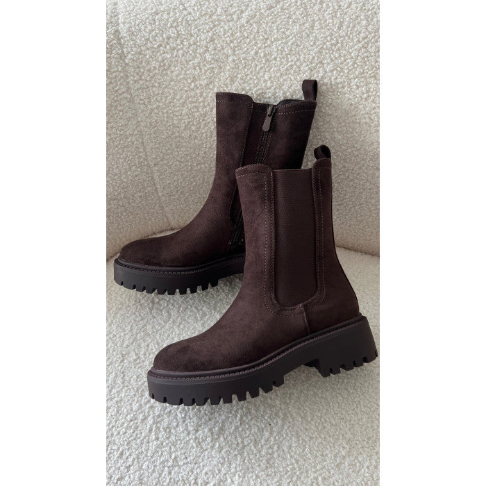 Bottines daim chocolat