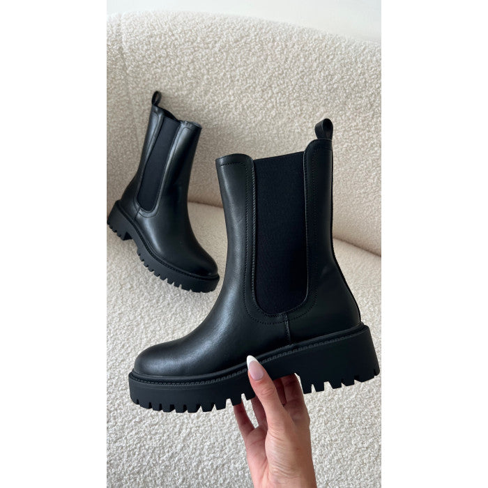 Bottines simili cuir noires