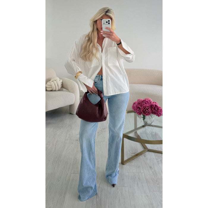 Chemise coton manche évasées blanche