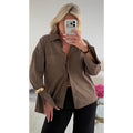 Chemise coton manche évasées taupe