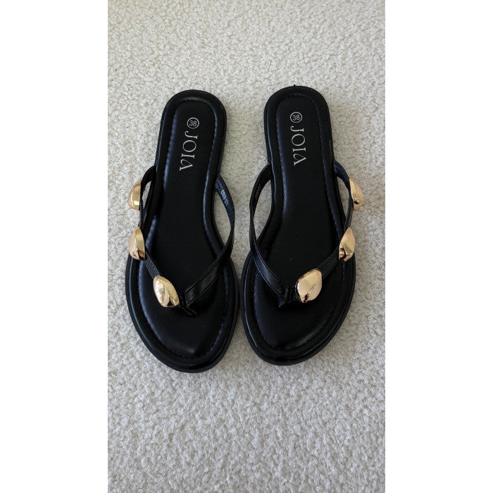 Claquettes noires détails dorés
