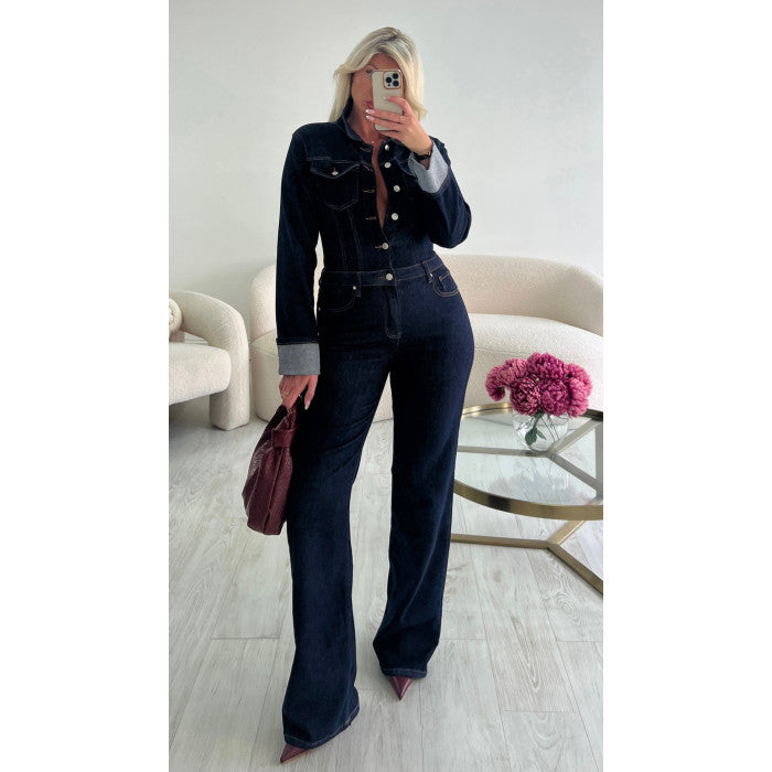 Combipantalon jeans brut extra long
