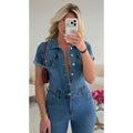 Combipantalon jeans extra long bleue