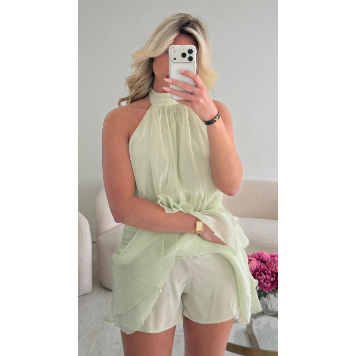 Combishort mousseline sauge