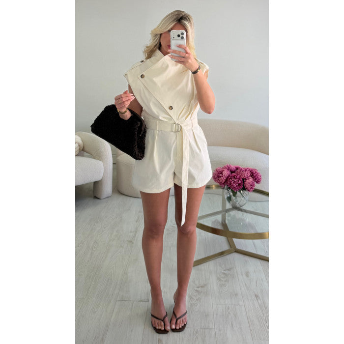 Combishort trench ivoire