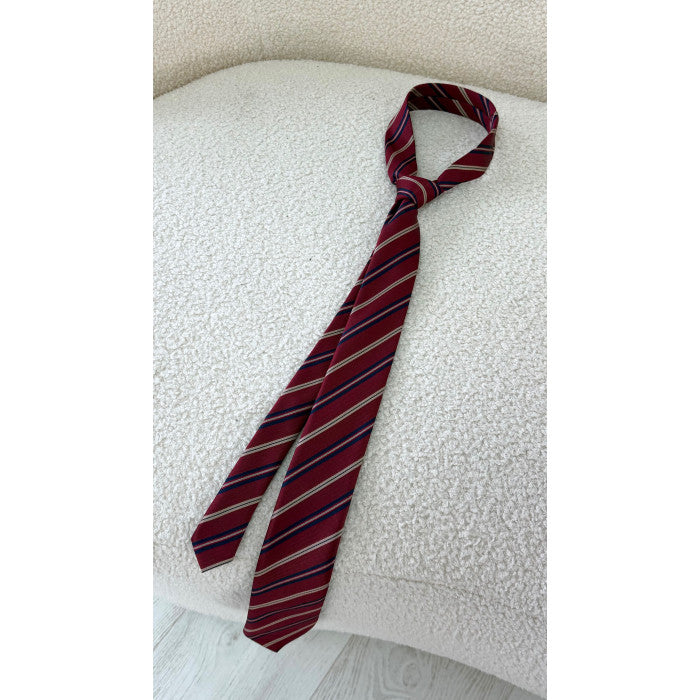 Cravate rayures bordeaux / bleu marine