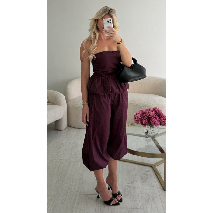 Ensemble coton bermuda prune